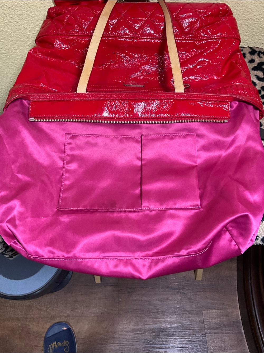 Coach Red Patent Leather Tote with Bow Charm - Picture 5 of 6